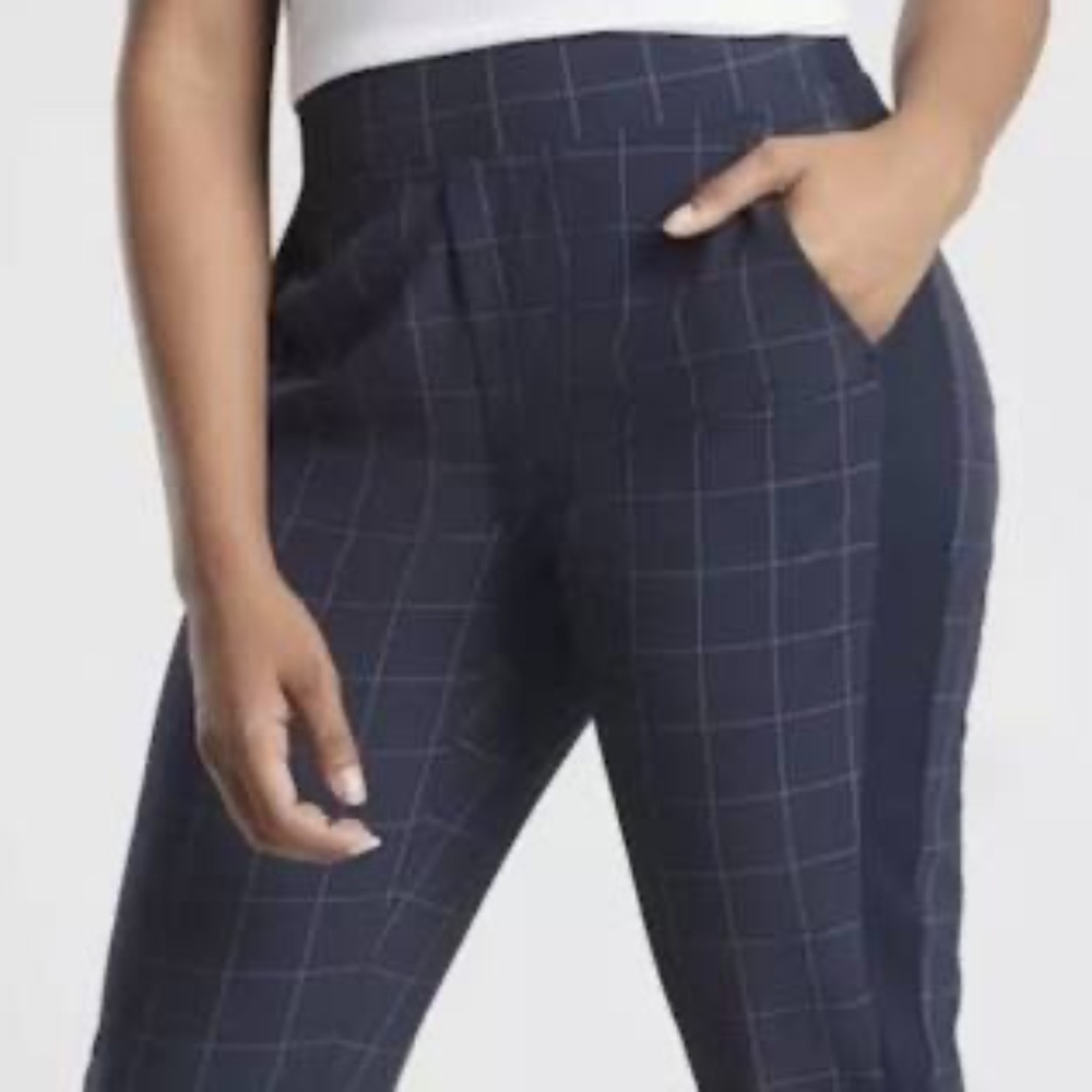 Athleta Brooklyn Mid Rise Ankle Pant Size 4P, Navy Windowpane